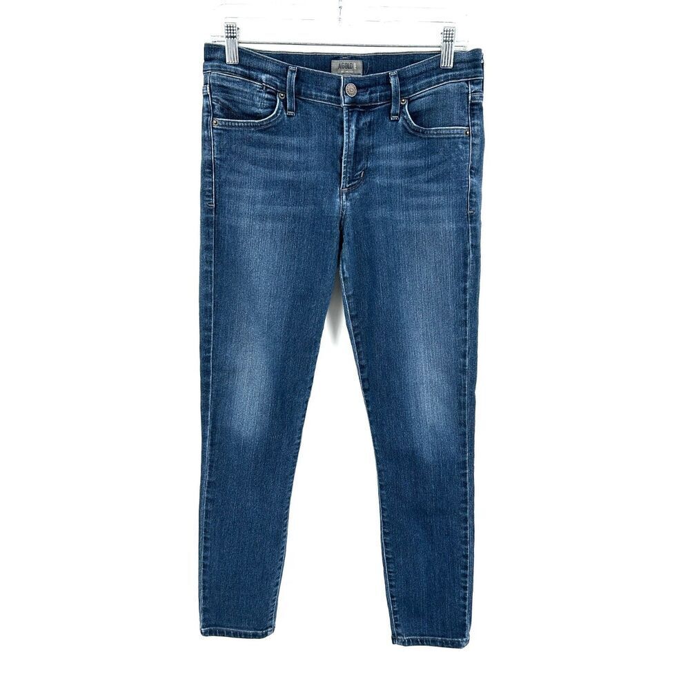 AGOLDE Women's Colette Crop Mid Rise Blue Stretch Denim Skinny Jeans Size 27
